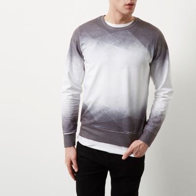 White geo faded sweatshirt